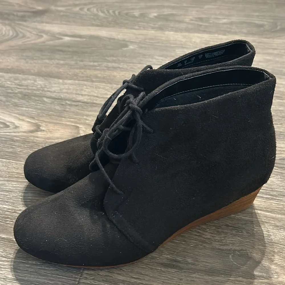 Dr Scholl's Boots Size 10 Dakota Wedge Bootie Faux Suede Black Memory Foam NWOT